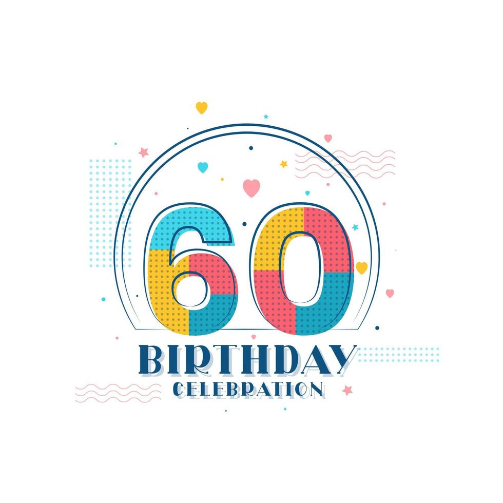 Celebrazione del 60° compleanno, design moderno del 60° compleanno vettore