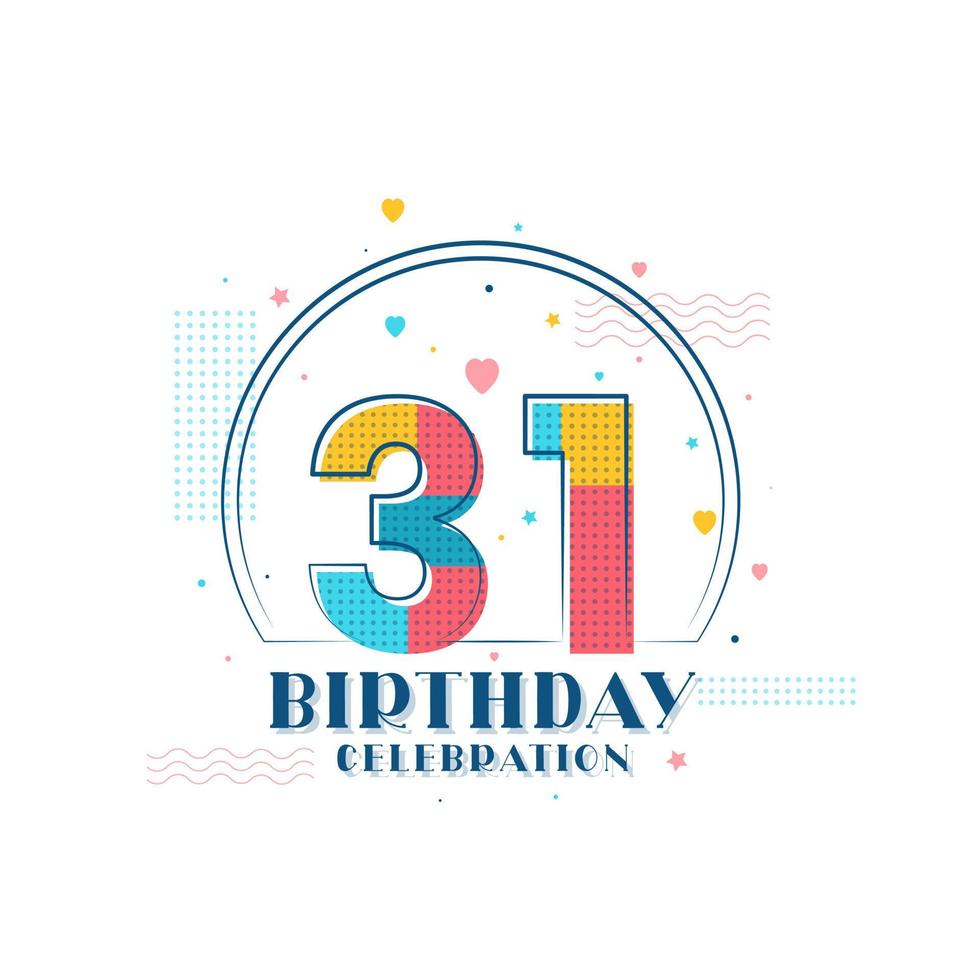 31 festa di compleanno, design moderno per il 31° compleanno vettore