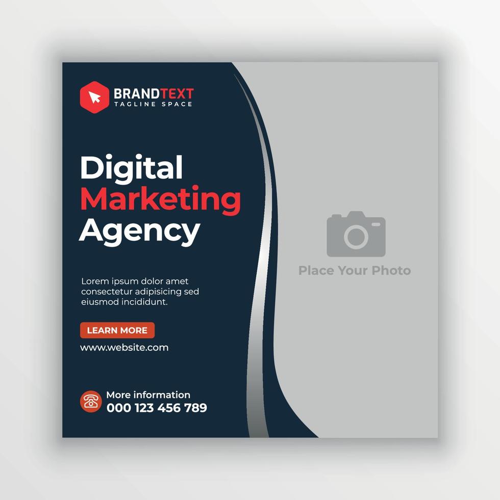 modello di post sui social media dell'agenzia di marketing aziendale e digitale vettore