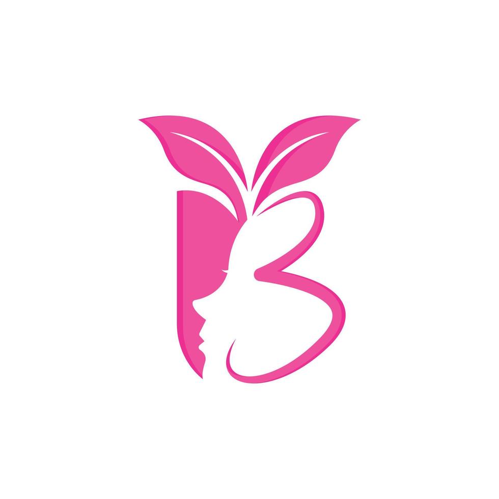 lettera b o design del modello di logo di bellezza, illustrazione vettoriale