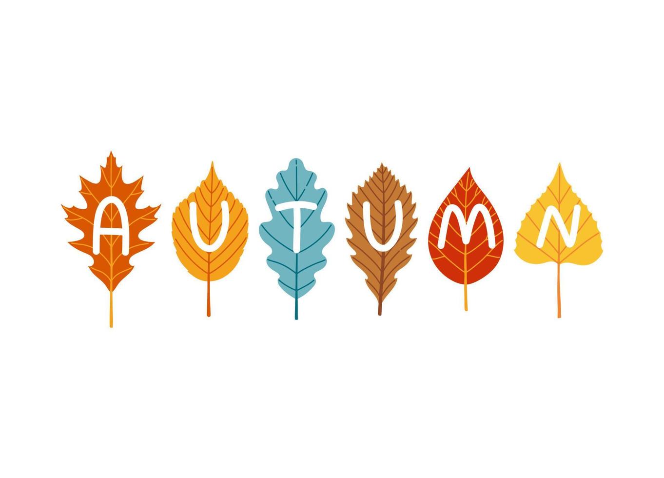 scritte autunnali sulle foglie illustrazione vettoriale della stagione autunnale