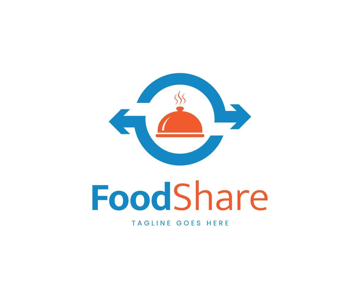 logo di cibo fresco, modello di progettazione del logo di condivisione di cibo. vettore