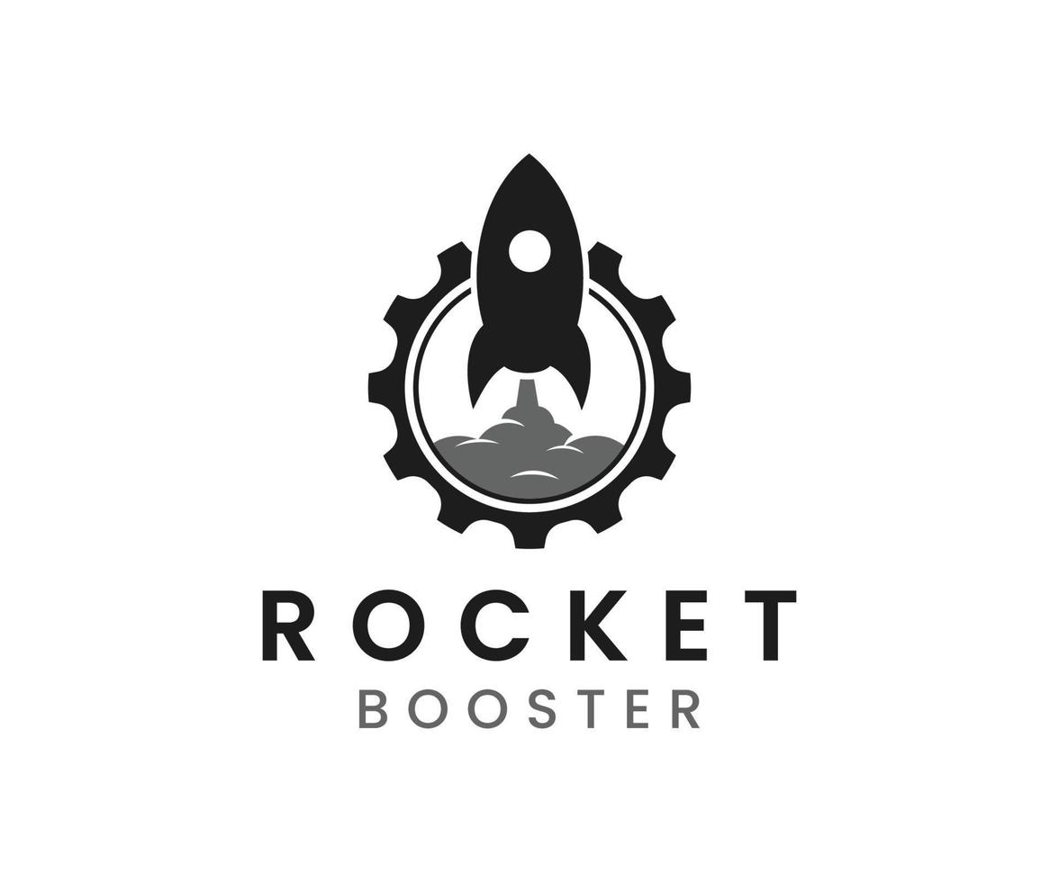 design creativo del logo del razzo, modello del logo del razzo dell'ingranaggio vettore