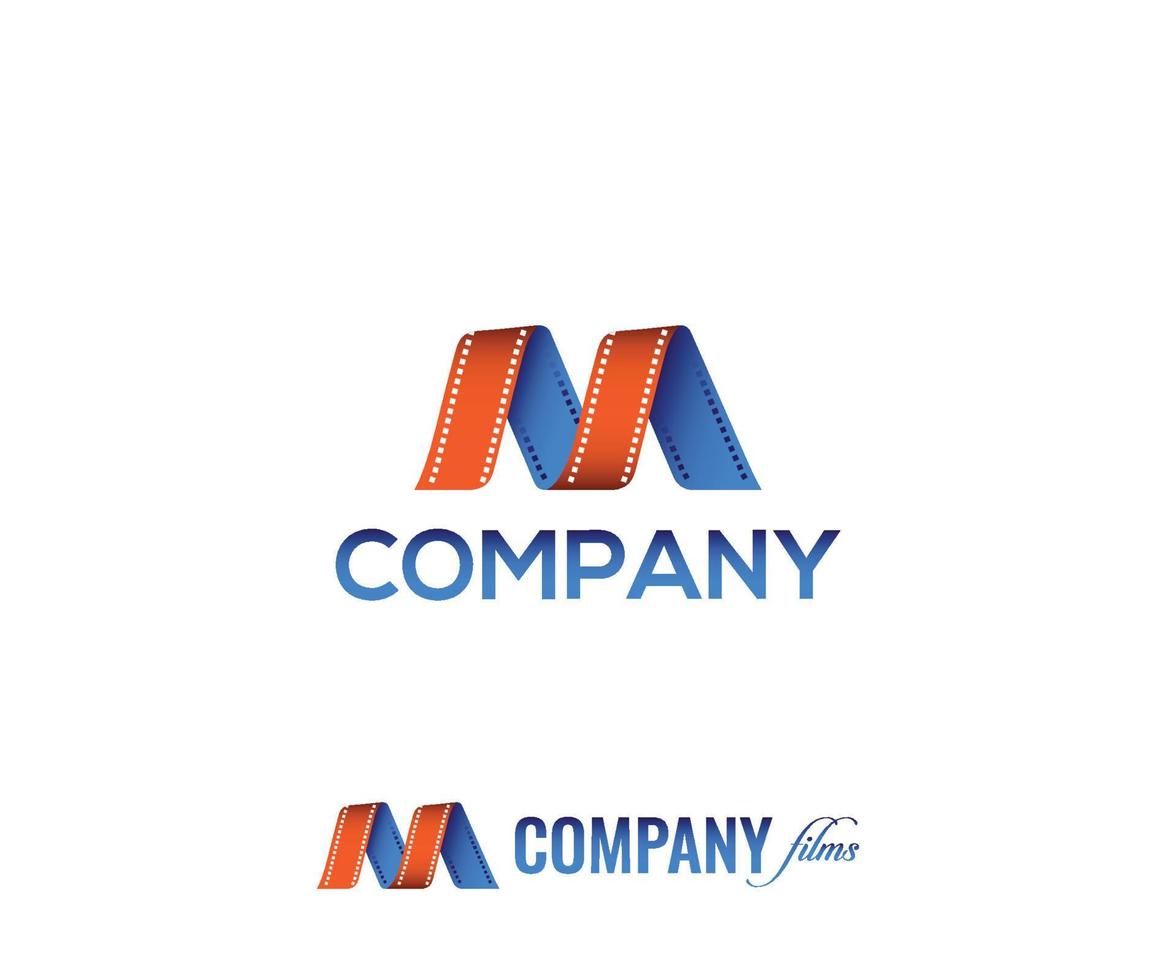 disegno del logo della lettera m. modello di logo del film in studio. vettore