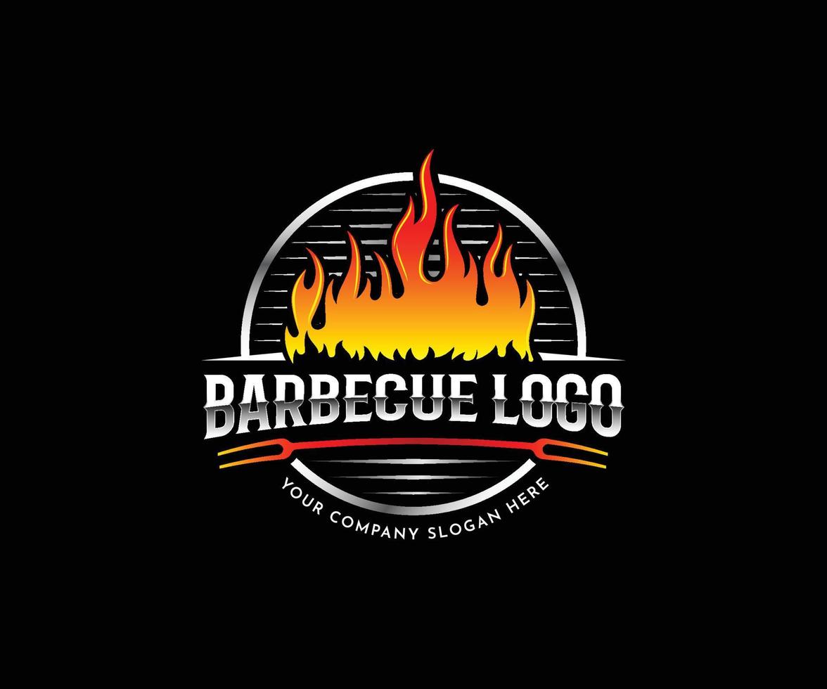 design del logo creativo barbecue. barbecue, modello di progettazione logo vettoriale grill.
