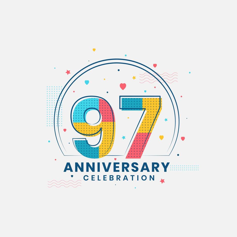 Celebrazione del 97° anniversario, design moderno del 97° anniversario vettore