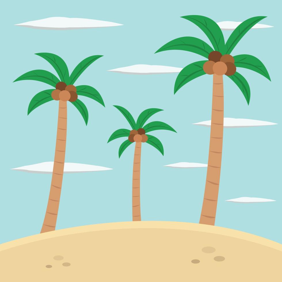 alberi di cocco sulla spiaggia illustrazione vettoriale per la progettazione grafica e l'elemento decorativo