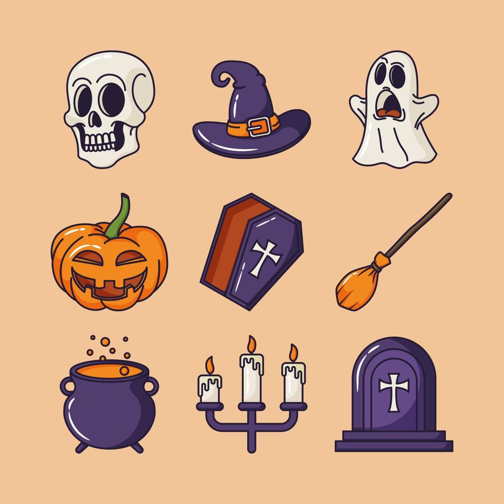 collezione di icone di halloween vettore