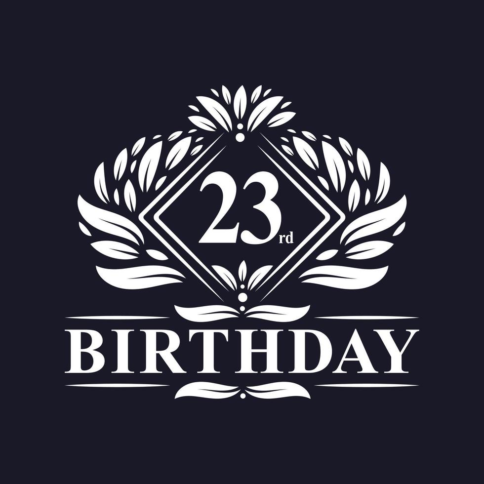 23 anni di logo di compleanno, celebrazione del 23° compleanno di lusso. vettore
