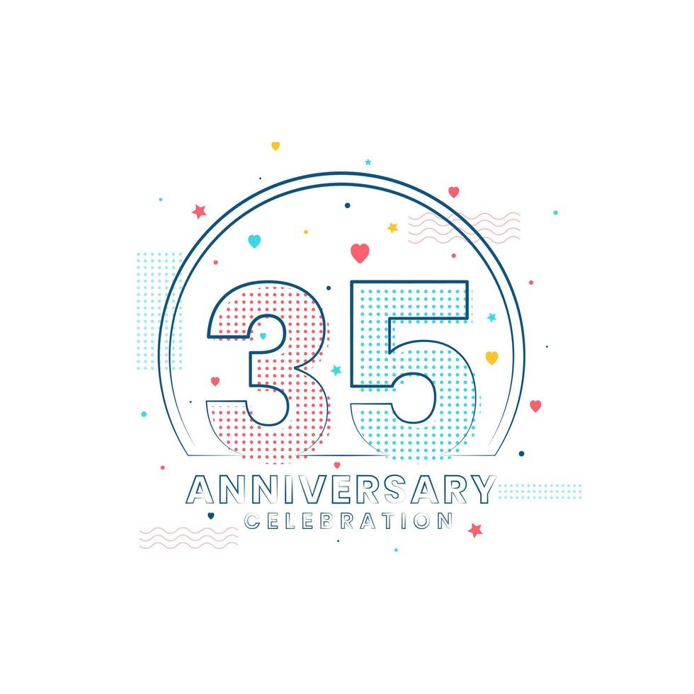 Celebrazione dell'anniversario di 35 anni, design moderno per 35 anni vettore