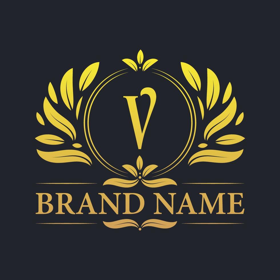design del logo della lettera v di lusso vintage dorato. vettore