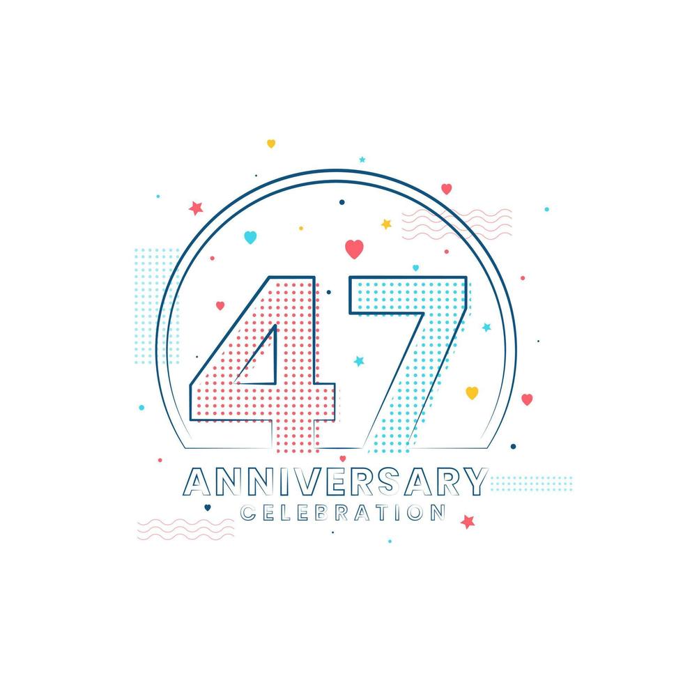 Celebrazione dell'anniversario di 47 anni, design moderno per 47 anni vettore