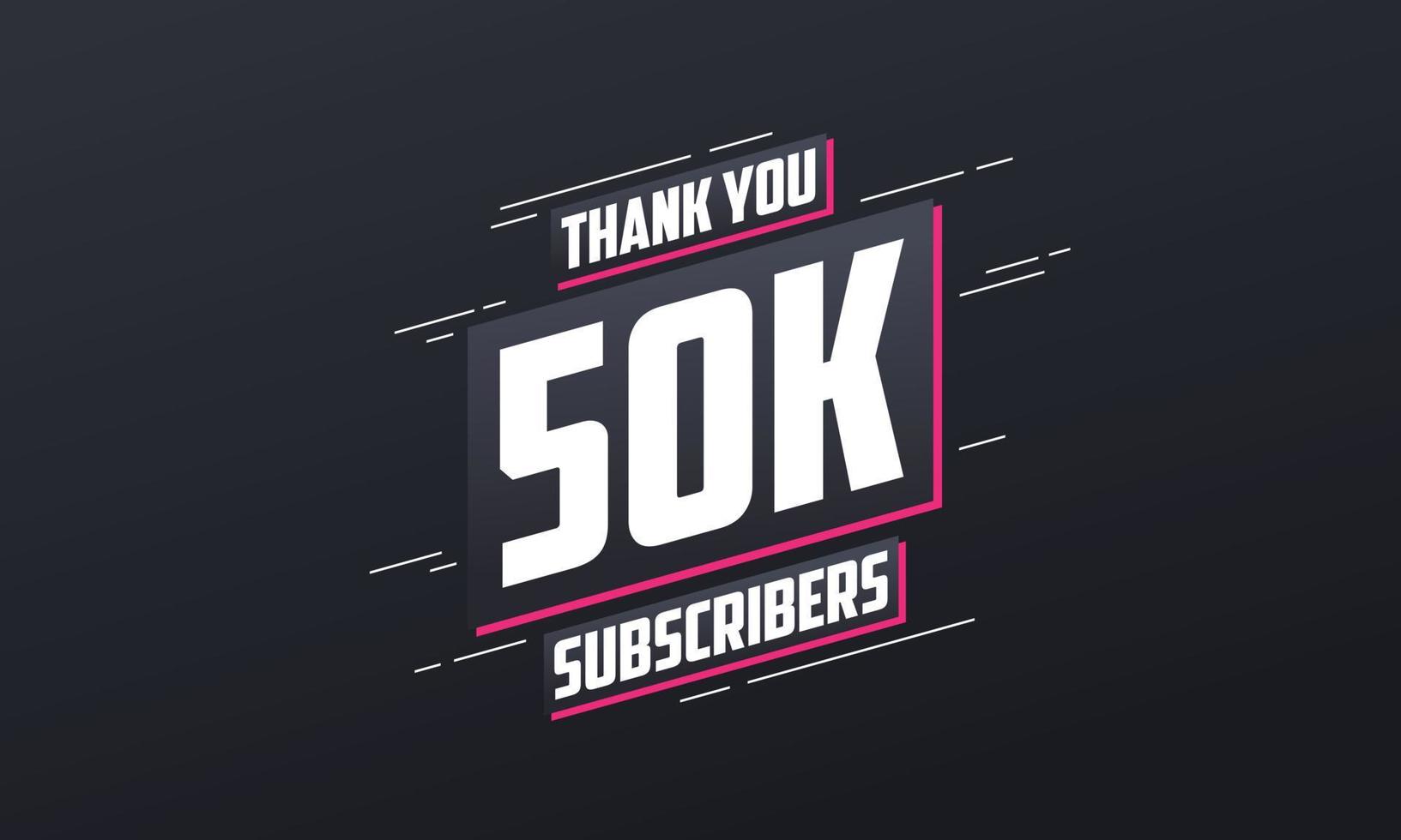 grazie 50000 abbonati 50k abbonati celebrazione. vettore