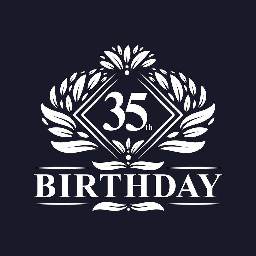 35 anni di logo di compleanno, celebrazione del 35° compleanno di lusso. vettore