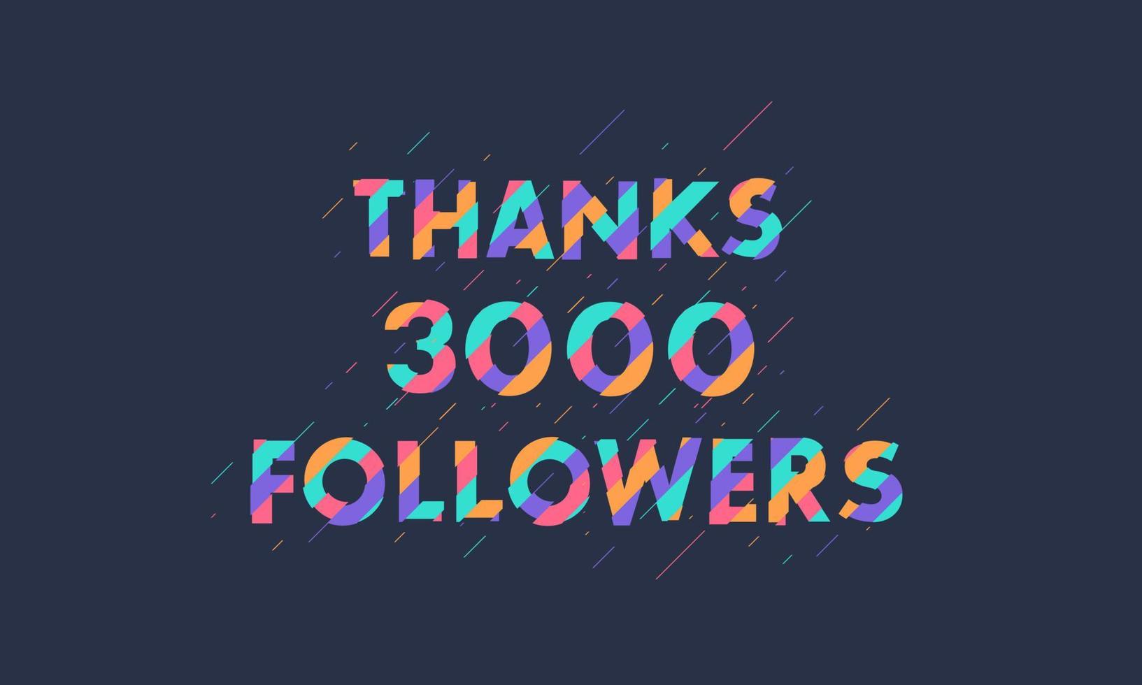 grazie a 3000 follower, 3k follower celebrano un design moderno e colorato. vettore