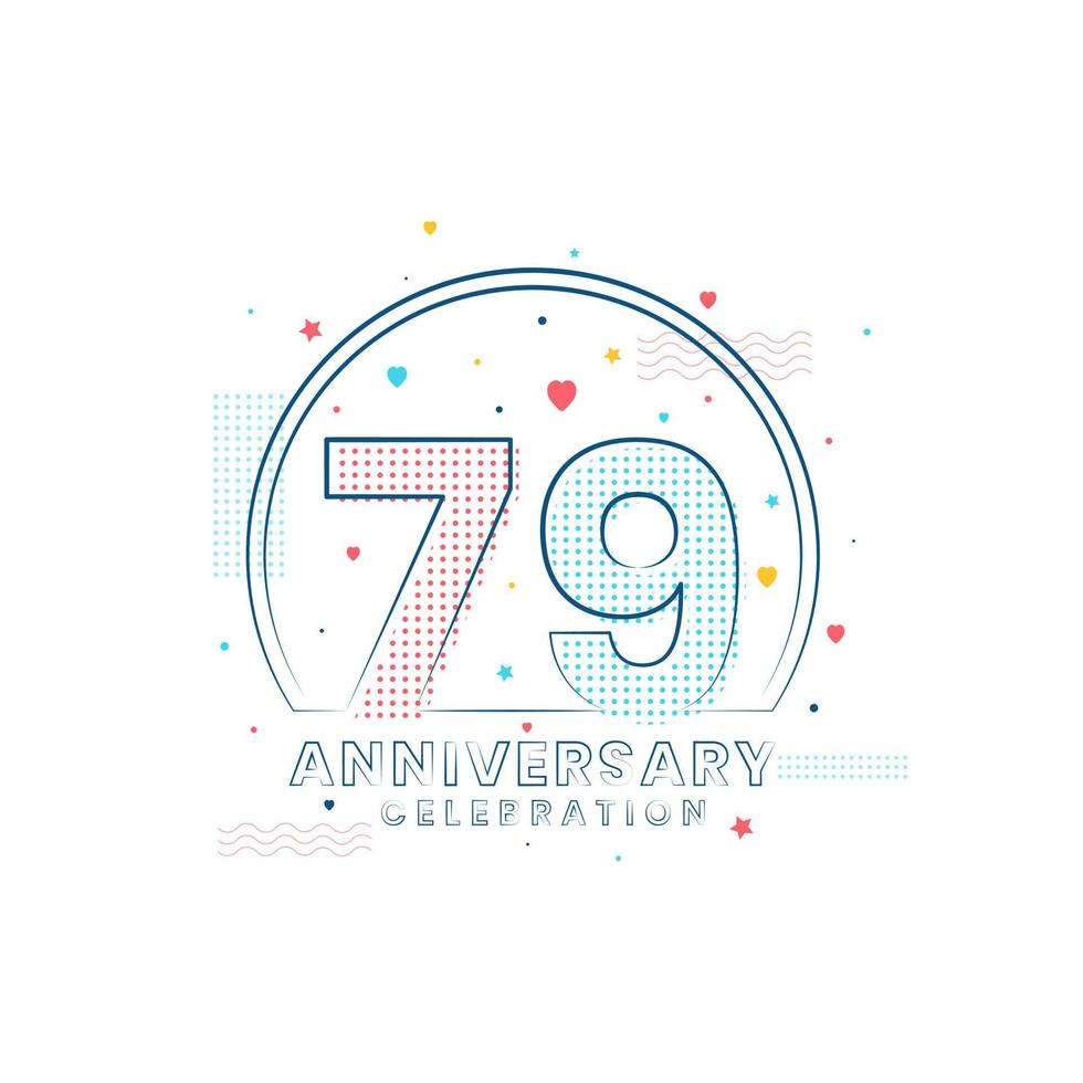 Celebrazione dell'anniversario di 79 anni, design moderno per 79 anni vettore