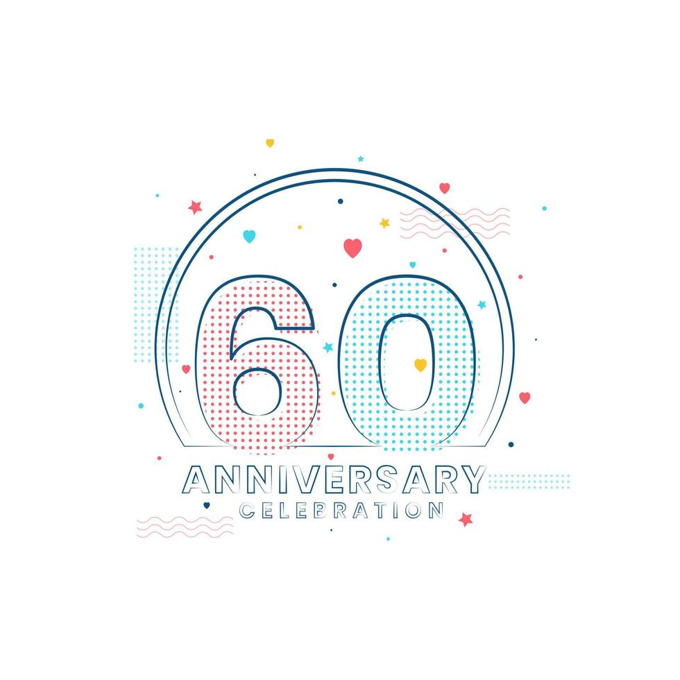 Celebrazione dell'anniversario di 60 anni, design moderno per il 60° anniversario vettore