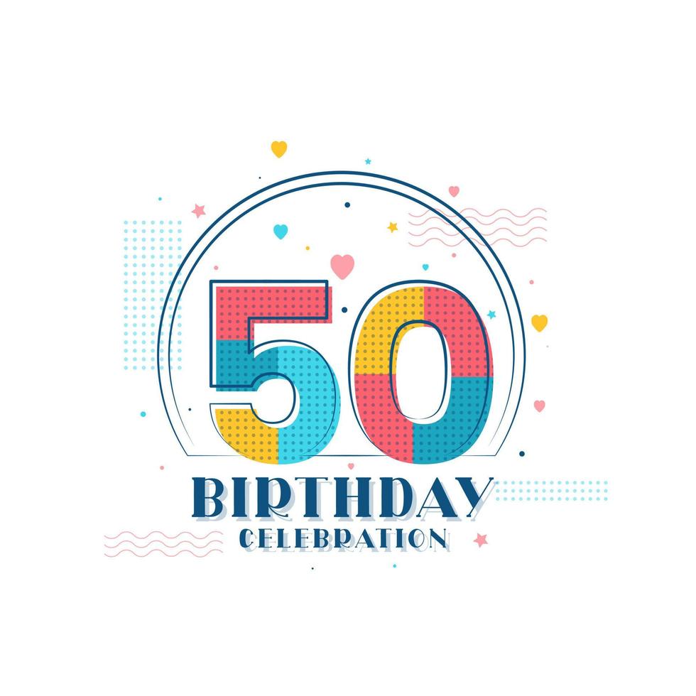 Celebrazione del 50° compleanno, design moderno del 50° compleanno vettore