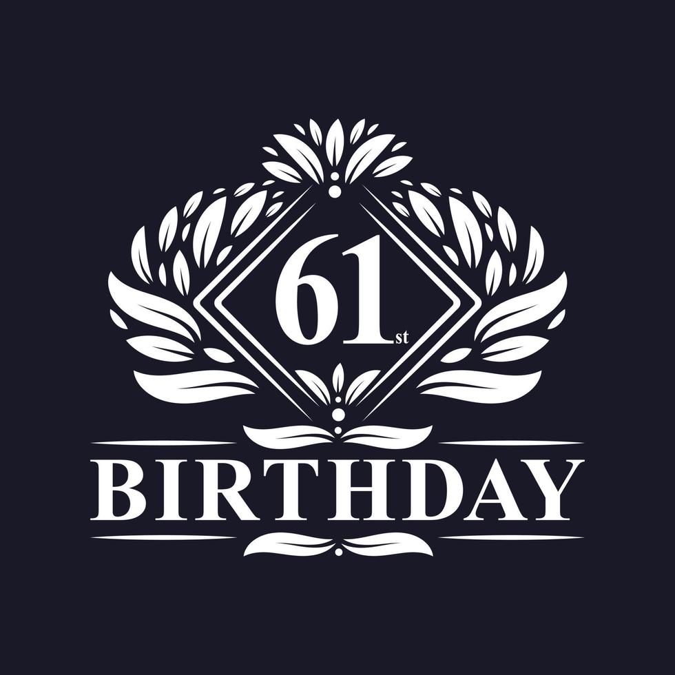 61 anni di logo di compleanno, celebrazione del 61° compleanno di lusso. vettore