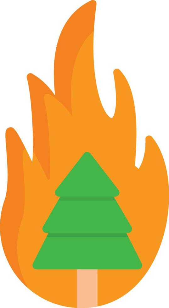icona piatta dell'albero in fiamme vettore