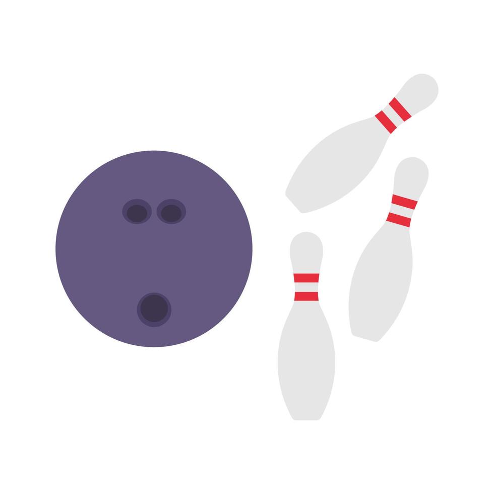 palla da bowling e pin illustrazione piatta. elemento di design icona pulita su sfondo bianco isolato vettore