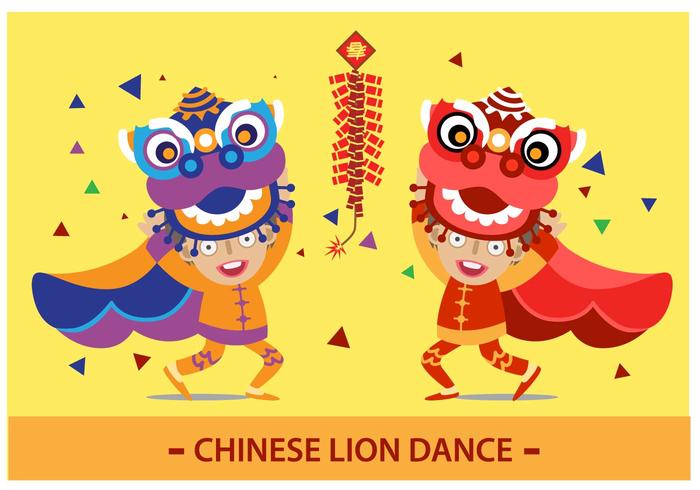 danza del leone cinese vettore