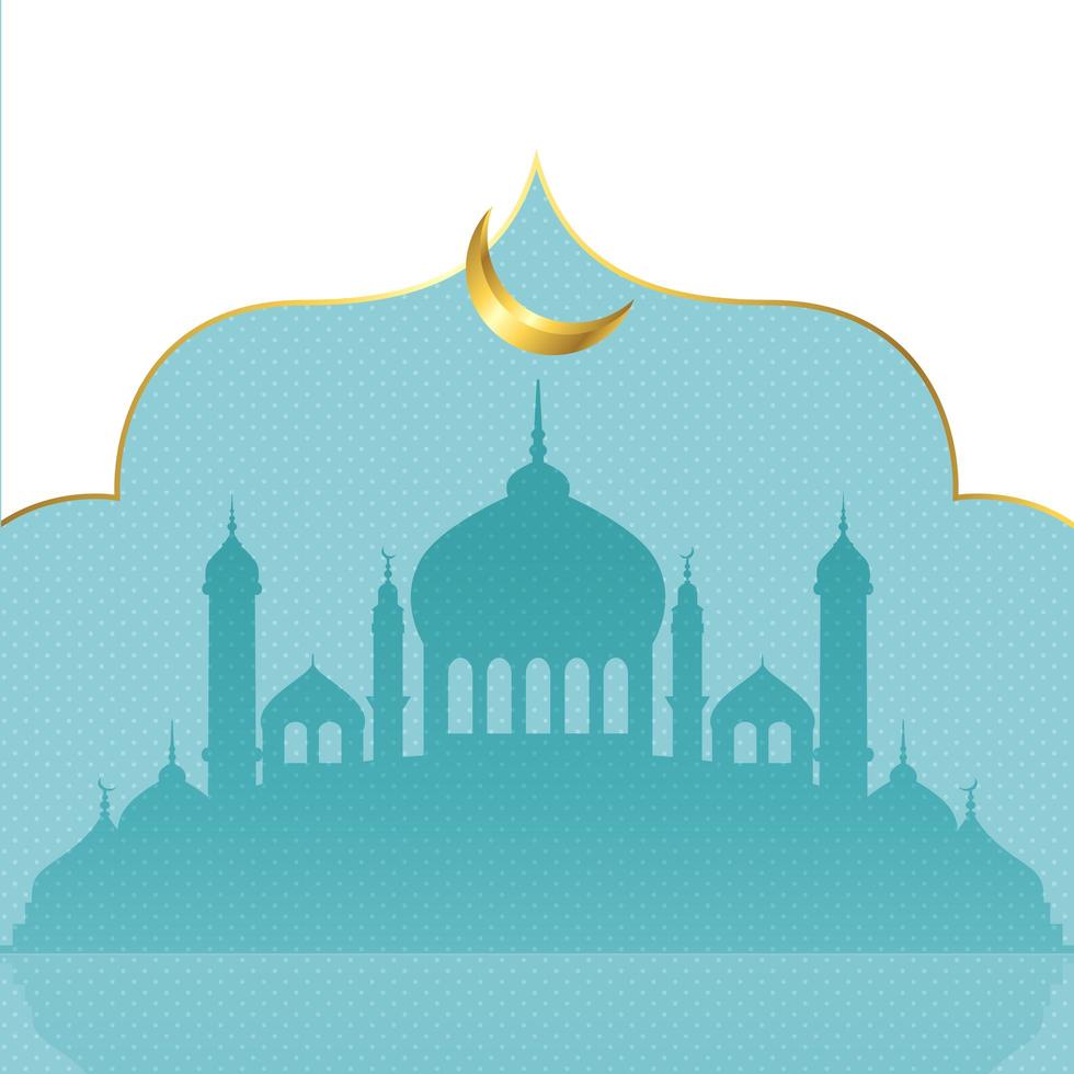 Ramadan Kareem design con silhouette moschea vettore