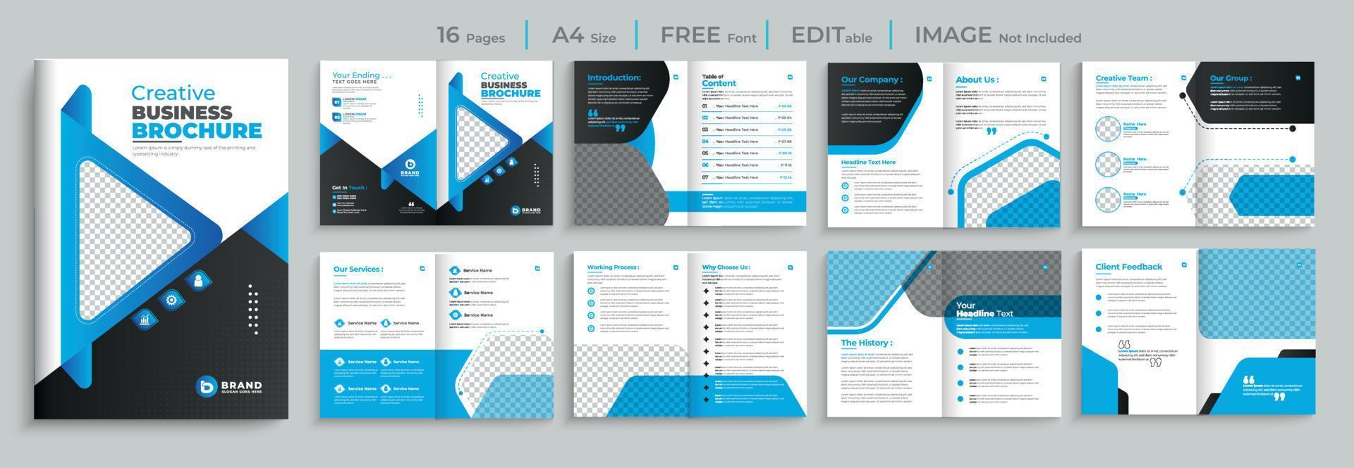 astratto aziendale moderno 16 pagine multipagina formato A4 profilo aziendale brochure design set modello vettoriale