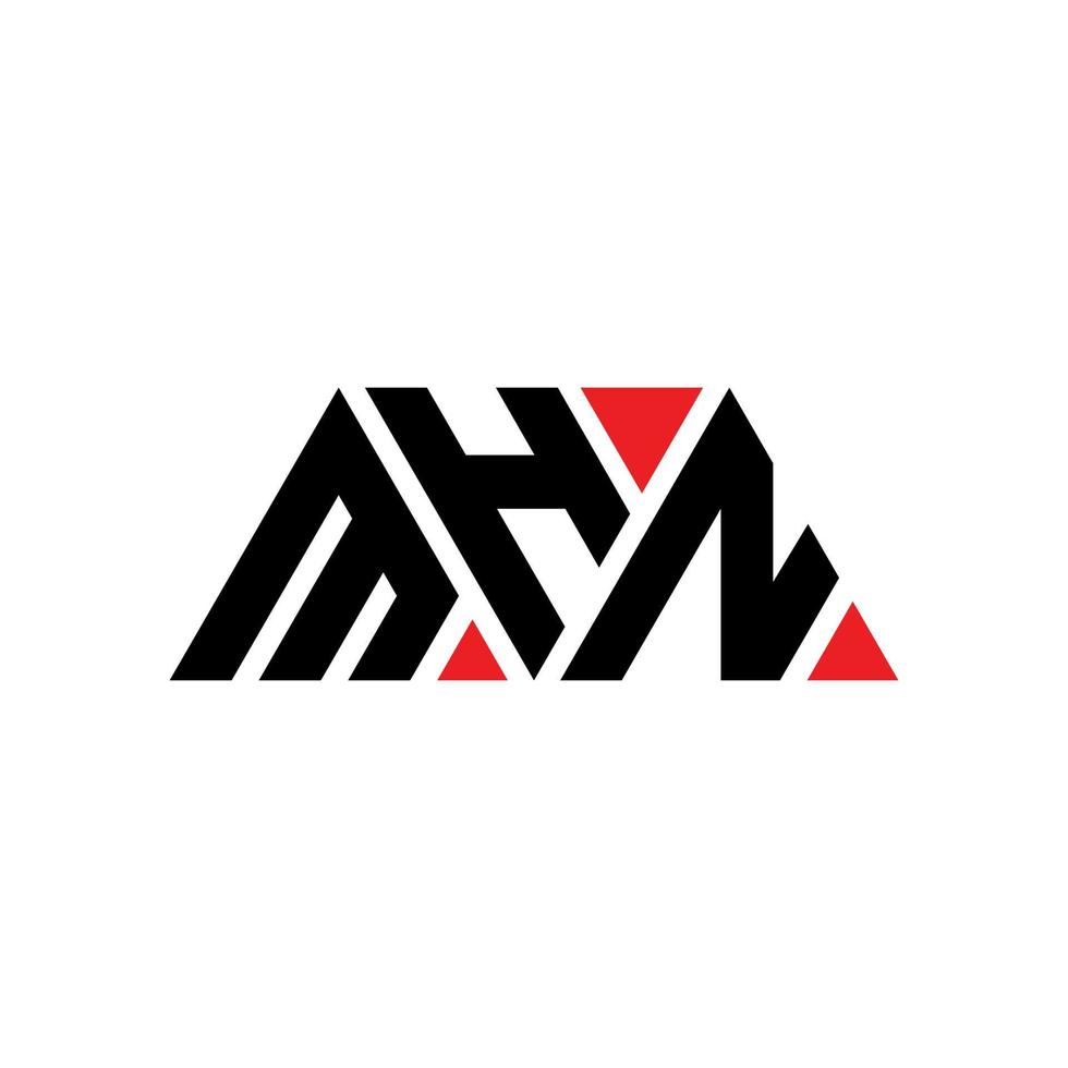 design del logo della lettera del triangolo mhn con forma triangolare. monogramma di design del logo del triangolo mhn. modello di logo vettoriale triangolo mhn con colore rosso. logo triangolare mhn logo semplice, elegante e lussuoso. mh