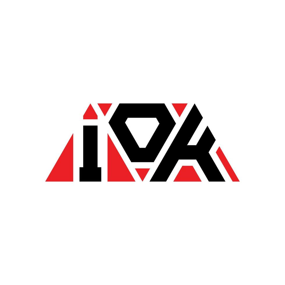 design del logo della lettera del triangolo iok con forma triangolare. iok triangolo logo design monogramma. modello di logo vettoriale triangolo iok con colore rosso. logo triangolare iok logo semplice, elegante e lussuoso. va bene