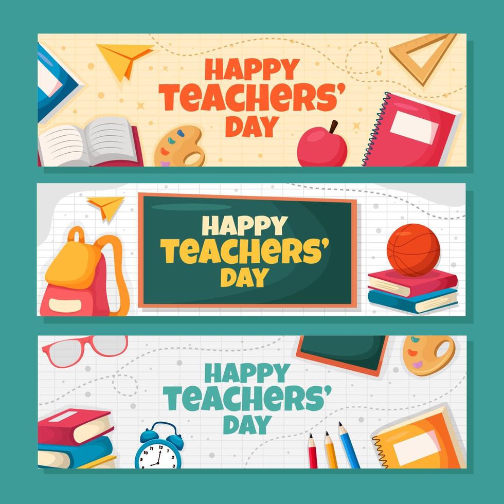 modello di banner per la giornata degli insegnanti felice vettore
