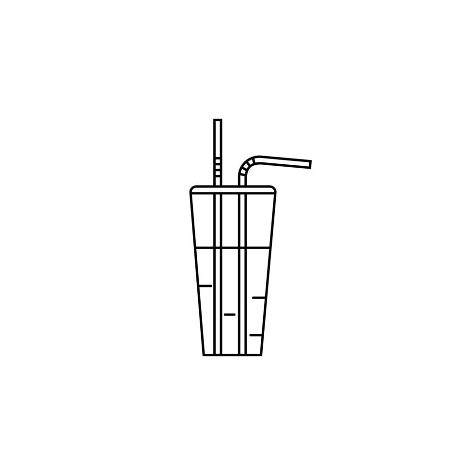 cocktail con illustrazione vettoriale dell'icona della linea di cannucce