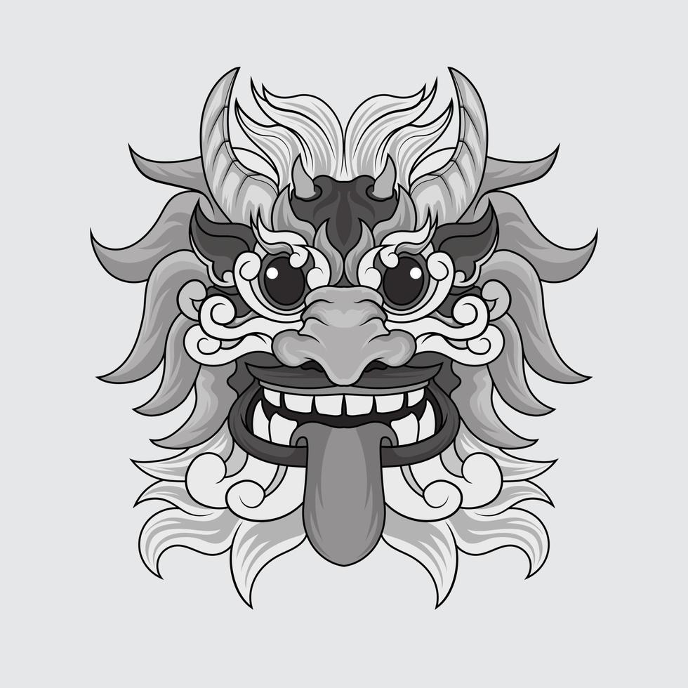 illustrazioni vettoriali in bianco e nero disegnate a mano della bestia cinese del drago. stampa, logo, modello di poster, idea del tatuaggio.