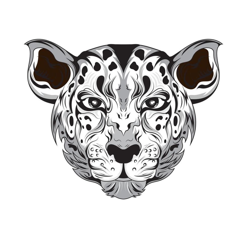 libro da colorare animale leopardo disegnato a mano illustrazioni vettoriali in bianco e nero. stampa, logo, modello di poster, idea del tatuaggio.