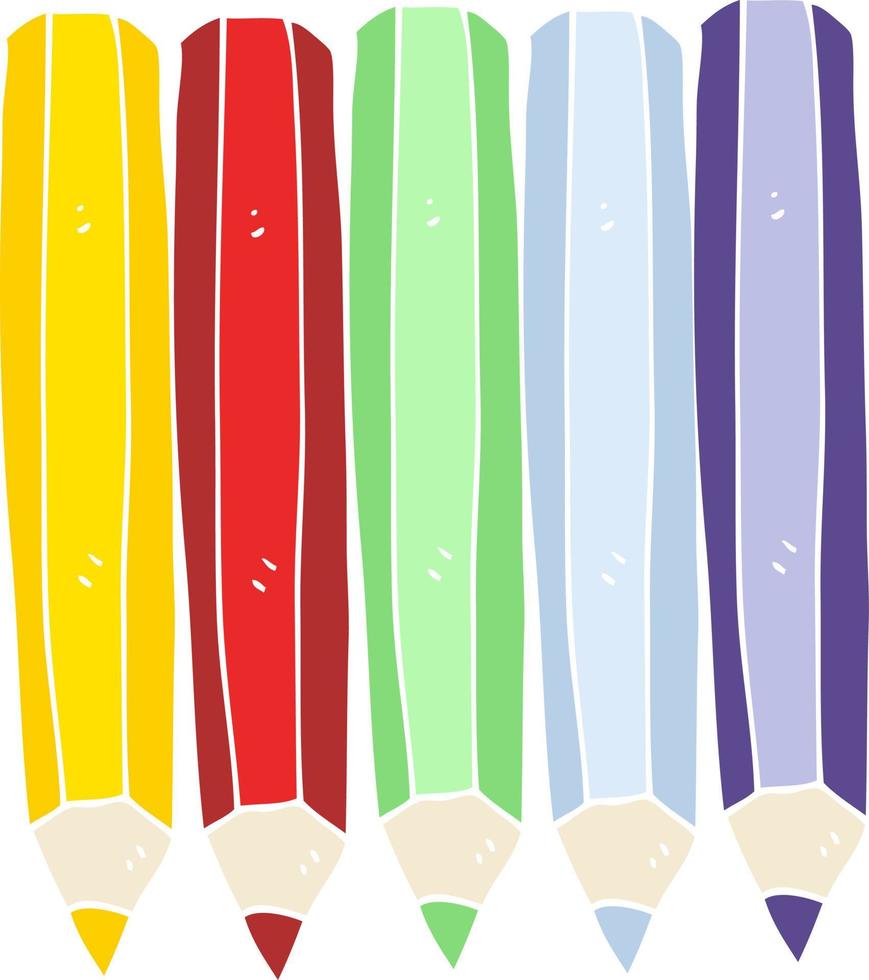 illustrazione a colori piatta di un cartone animato matite colorate vettore
