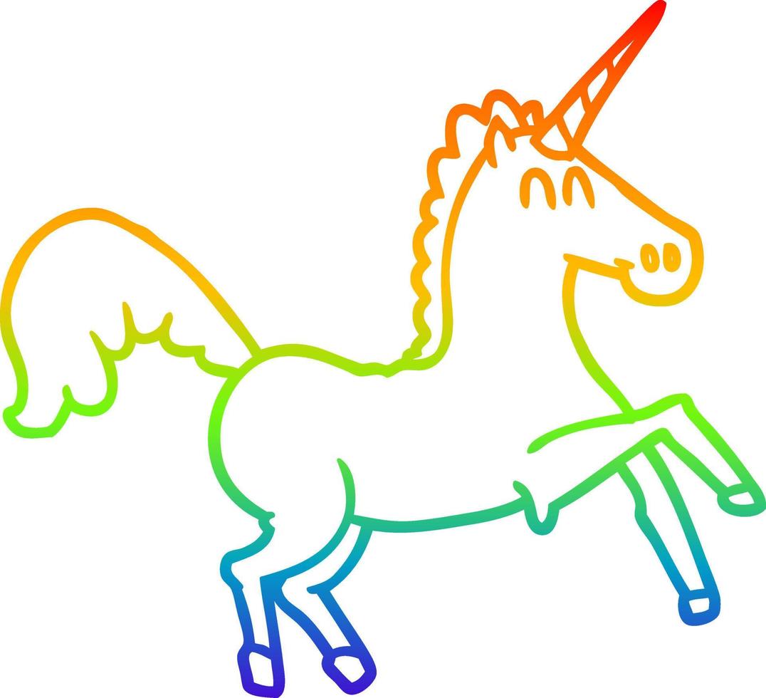 arcobaleno gradiente di disegno a tratteggio cartone animato unicorno vettore