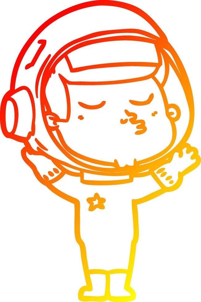 caldo gradiente di disegno cartone animato astronauta fiducioso vettore