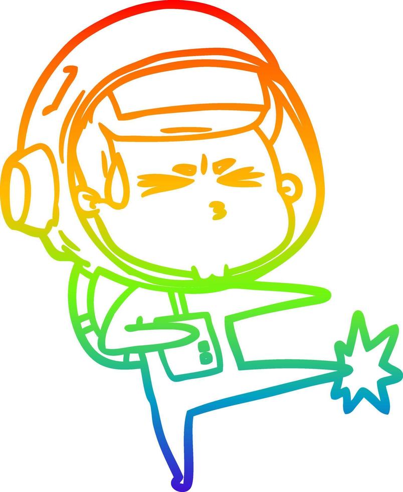 arcobaleno gradiente linea disegno cartone animato ha stressato astronauta vettore