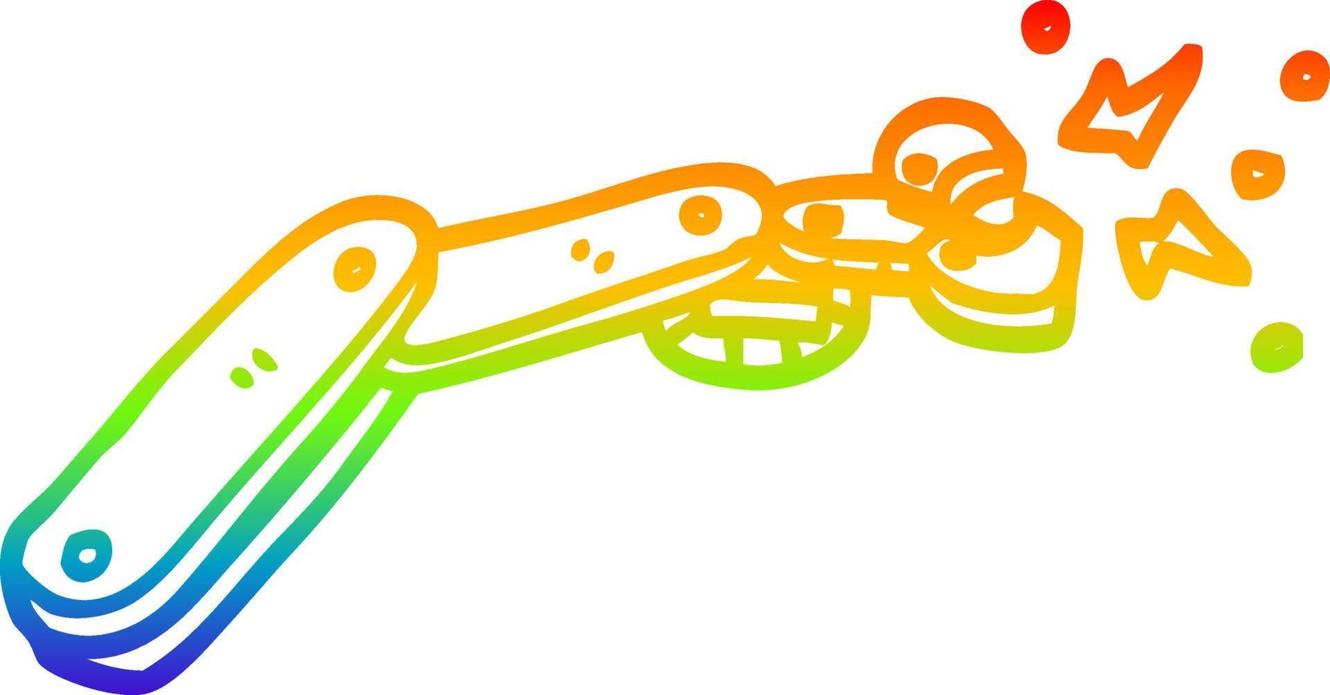 braccio del robot del fumetto del disegno della linea del gradiente dell'arcobaleno vettore