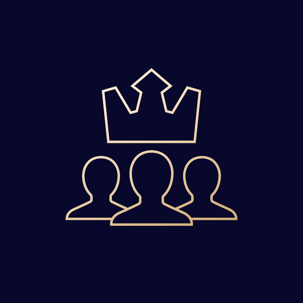 icona della linea dei membri vip con corona vettore