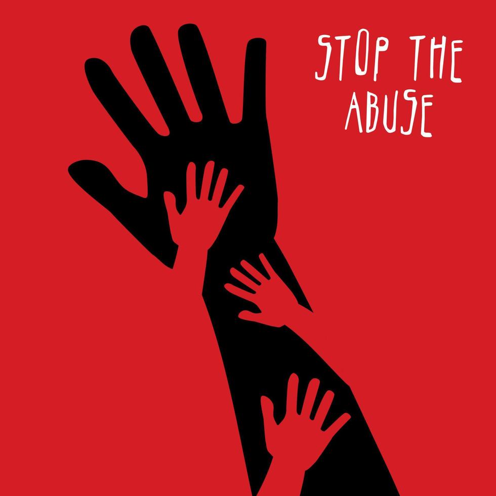 silhouette mano con titolo stop the abuse vettore