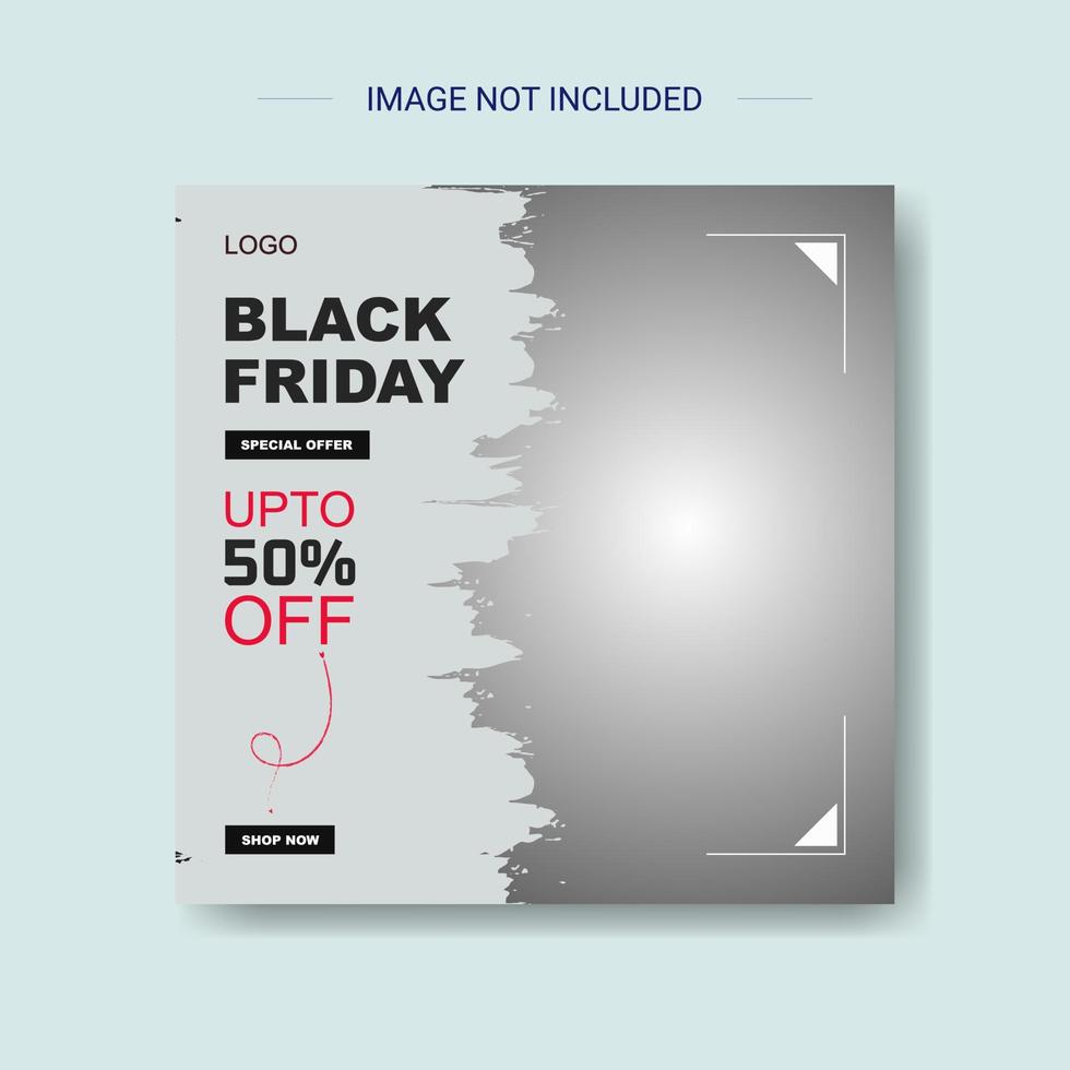 design del post sui social media del black friday con un tag di sconto vettore