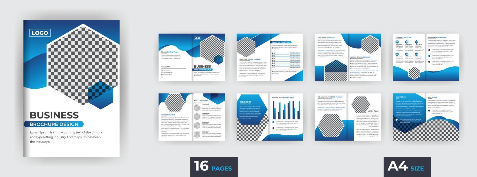 profilo aziendale di progettazione brochure aziendale con moderne forme sfumate, design brochure di 16 pagine vettore
