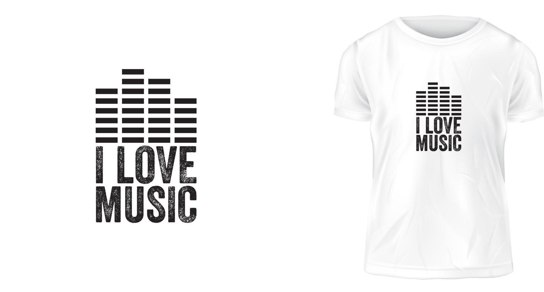 t-shirt design, amo la musica vettore