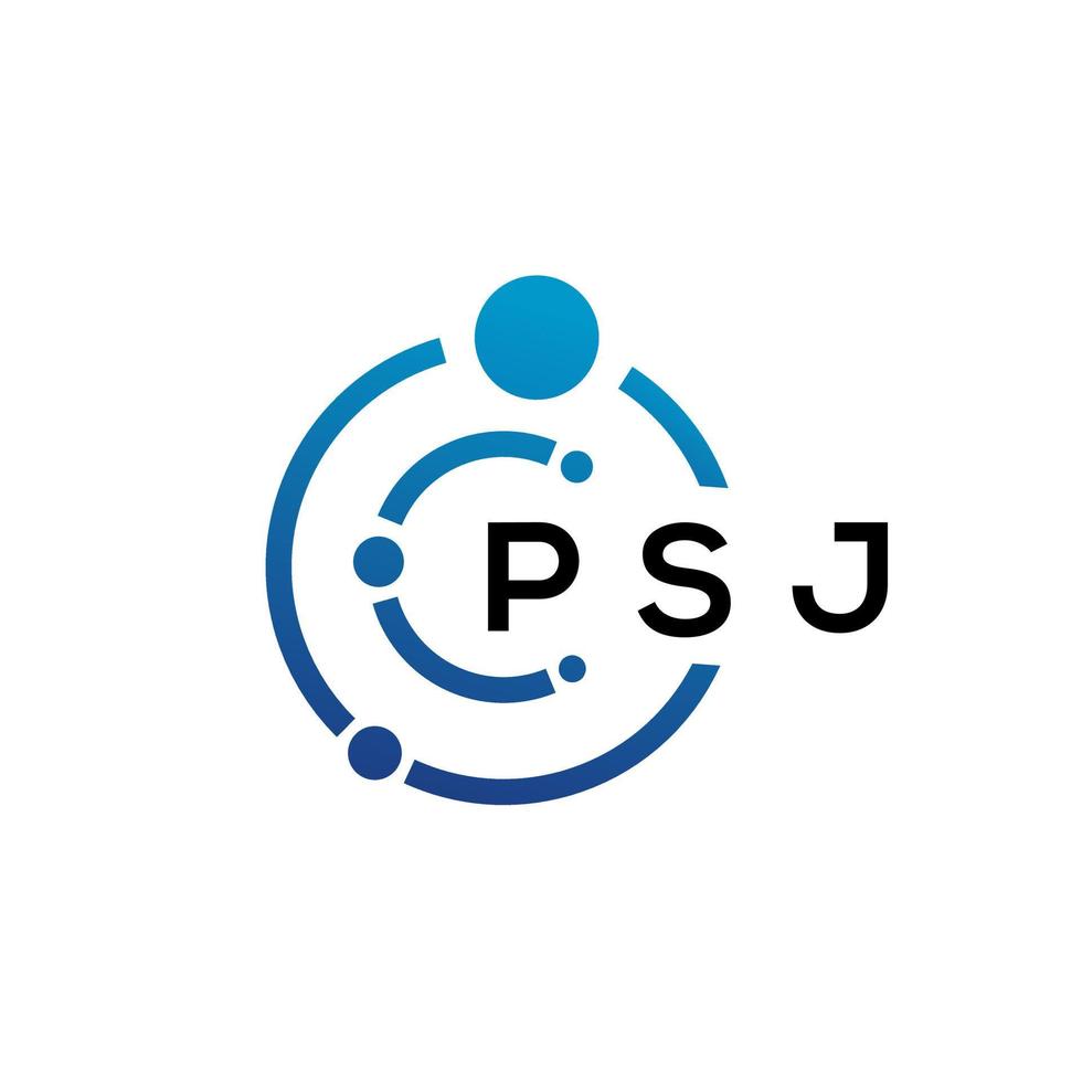 psj lettera tecnologia logo design su sfondo bianco. psj iniziali creative lettera it logo concept. disegno della lettera psj. vettore