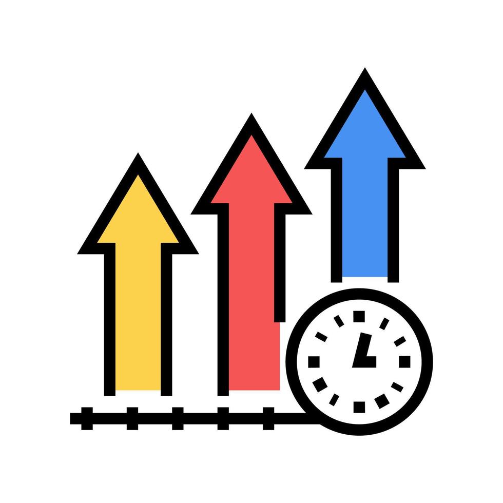 segno di illustrazione vettoriale dell'icona del colore della produttività della crescita