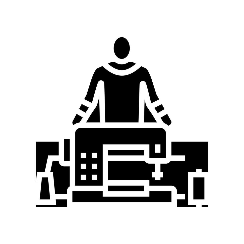 illustrazione vettoriale dell'icona del glifo specialista dell'alterazione della cucitura