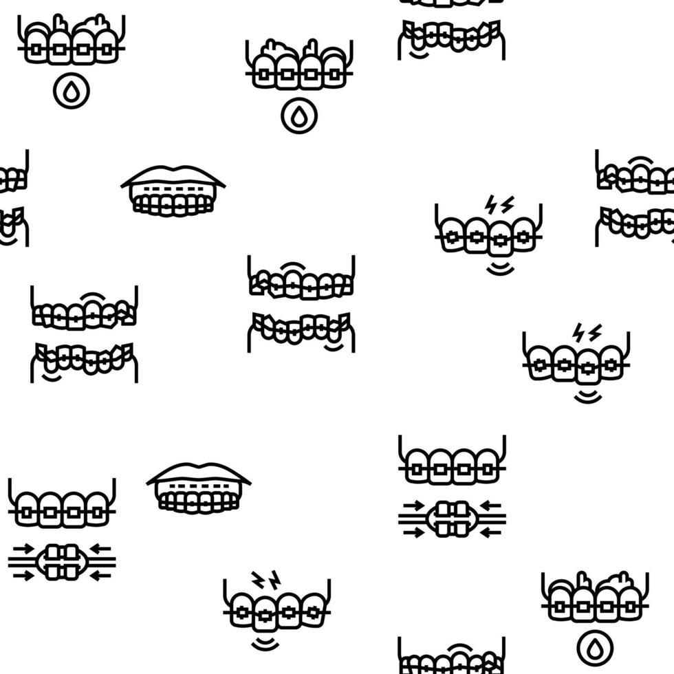 Reticolo senza giunte dell'accessorio delle parentesi graffe dei denti vettore