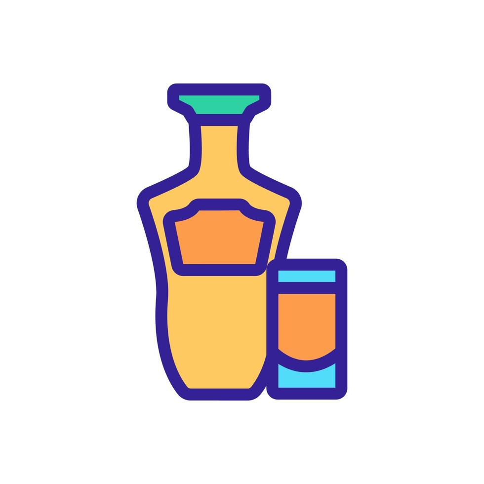 illustrazione del contorno vettoriale dell'icona di vetro della bottiglia di tequila