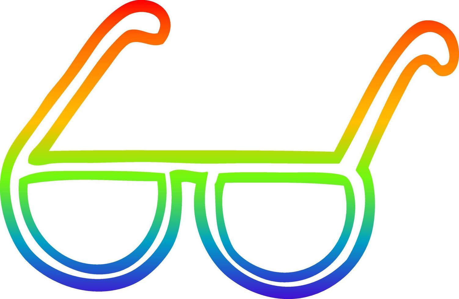occhiali da cartone animato con disegno a tratteggio sfumato arcobaleno vettore